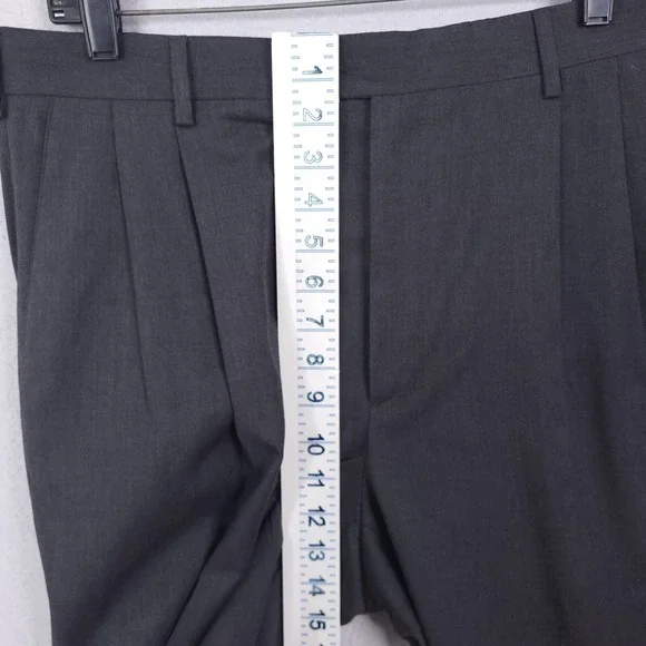 Zanella Vtg Wool Trousers Pants Mens Size 34 Pleated Cuffed Straight Leg - Picture 12 of 15